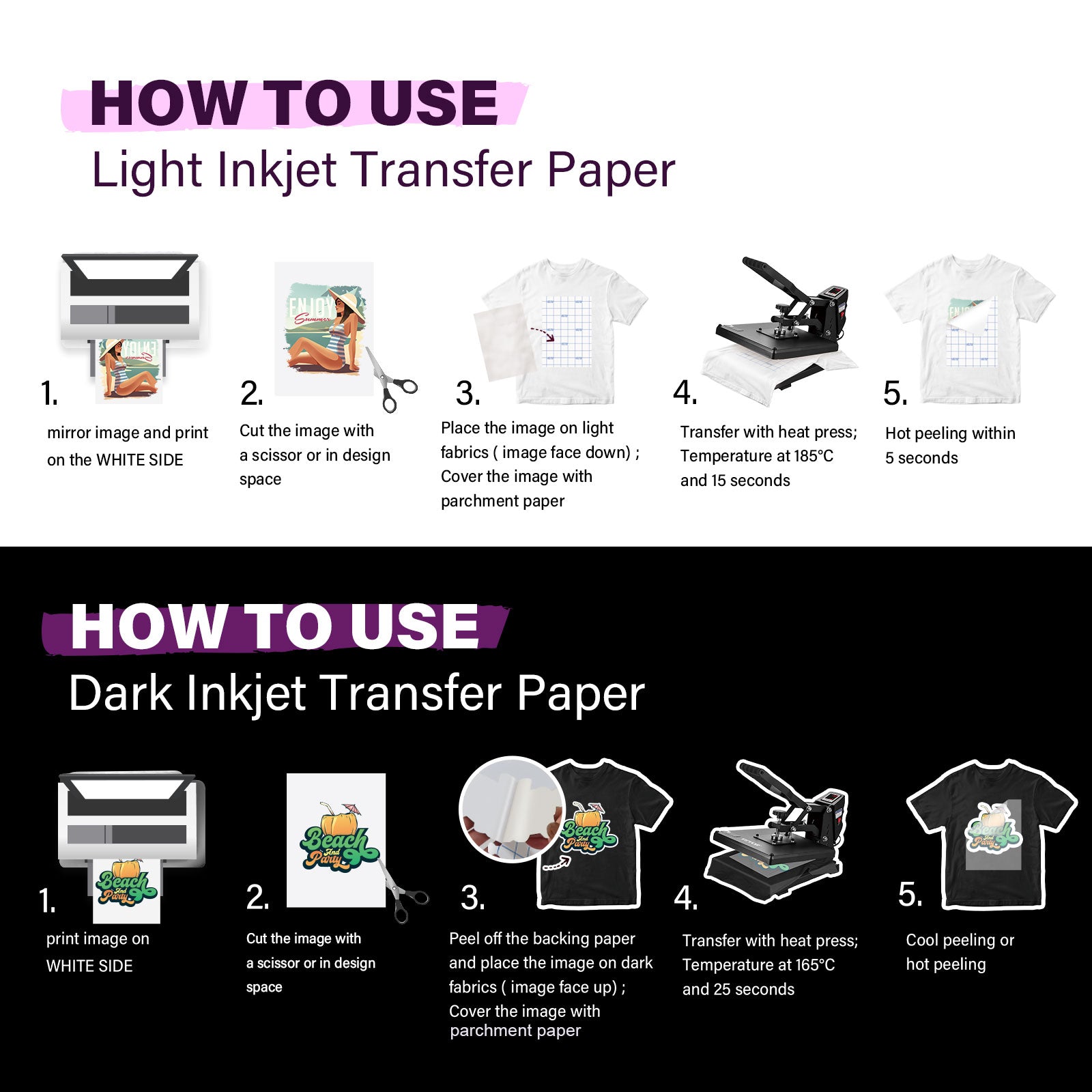 TeckWrap Inkjet Printable Heat Transfer Paper (15 PCS/Set) - Dark Fabrics TeckWrap Inkjet Printable Heat Transfer Paper (15 PCS/Set) - Dark Fabrics