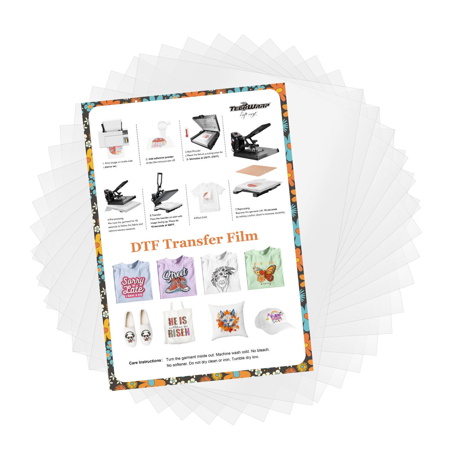 TeckWrap DTF Transfer Film - Single Sided Matte Finish | 100 Sheets TeckWrap DTF Transfer Film - Single Sided Matte Finish | 100 Sheets