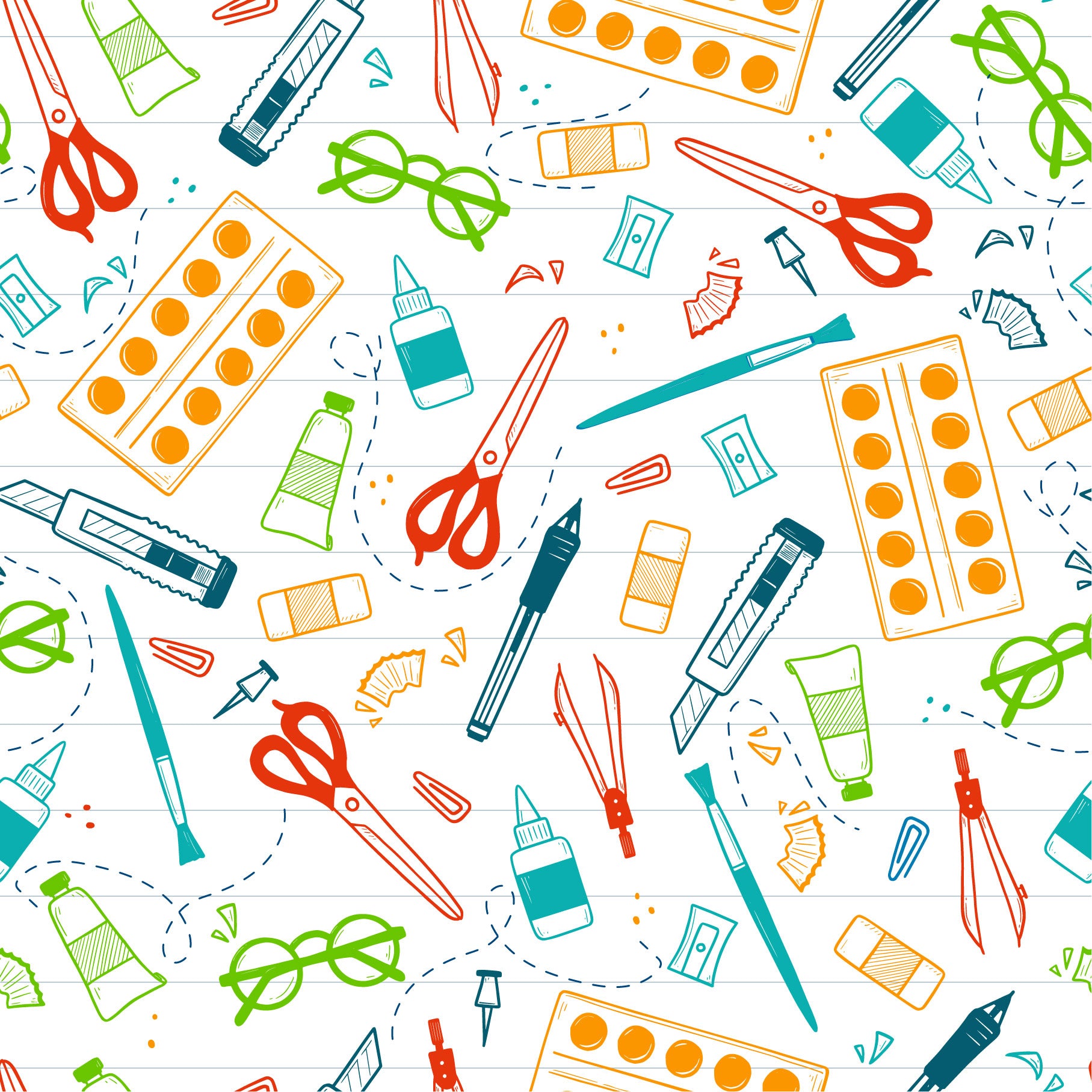 Back to School - School Supplies with Notebook Background Pattern Adhesive Vinyl Back to School - School Supplies with Notebook Background Pattern Adhesive Vinyl