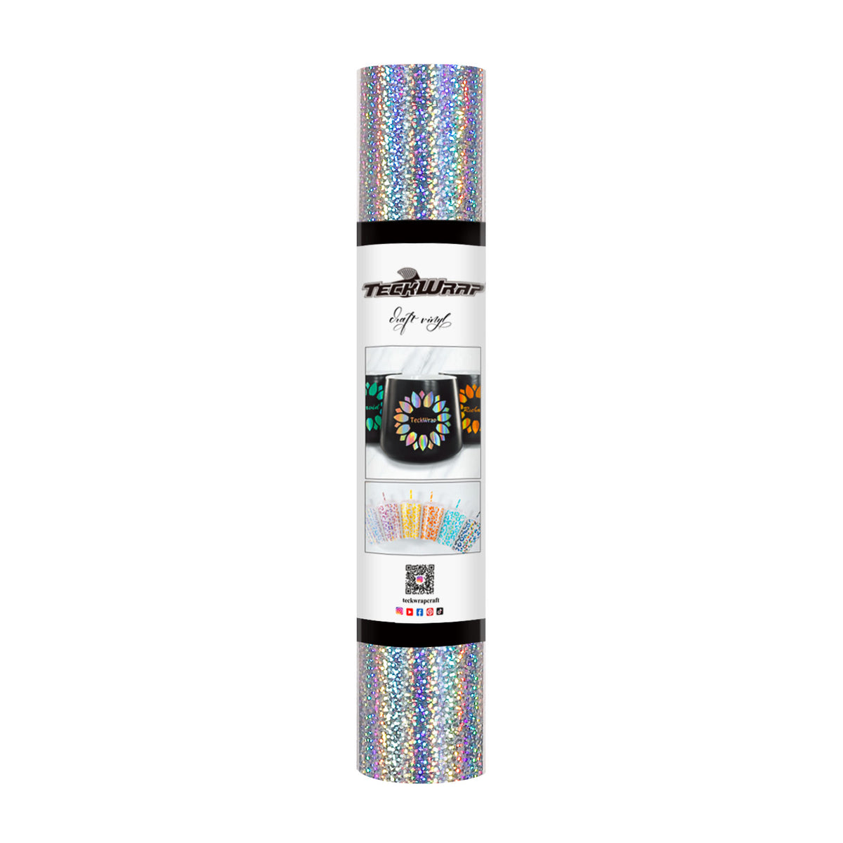TeckWrap Holographic Sparkle Adhesive Vinyl - Silver | Captivating Auroras for Your Crafts!