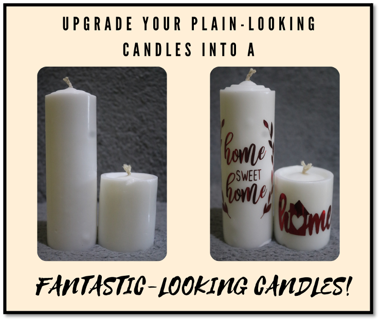 Wax Candles with Adhesive Vinyl!