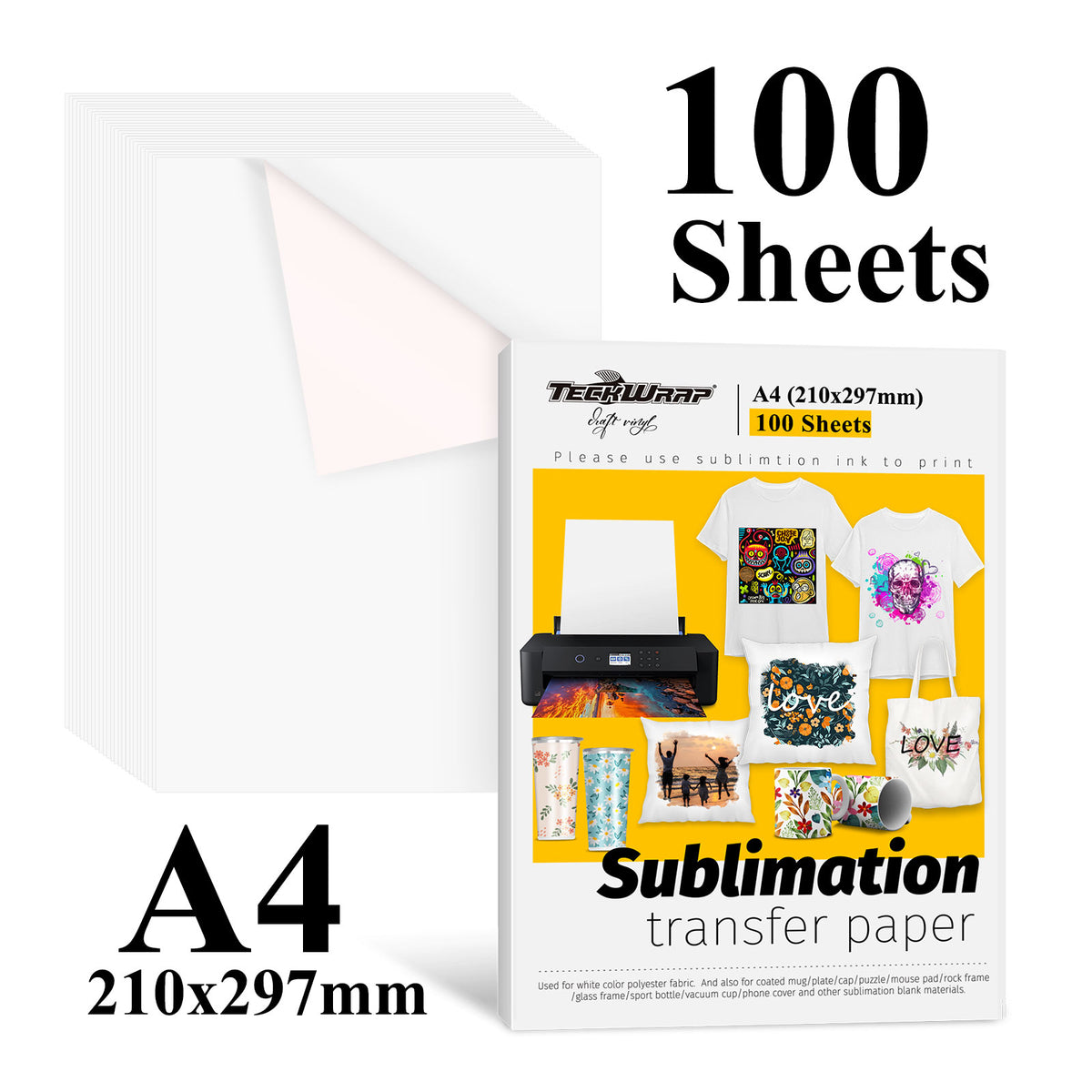 TeckWrap Sublimation Paper 8.3"X 11.7" For Inkjet Printer (100sheets)