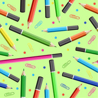 Back to School - Pencil Pattern Light Green Background Adhesive Vinyl