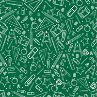 Craft HTV Back to School - School Supplies with Green background Pattern