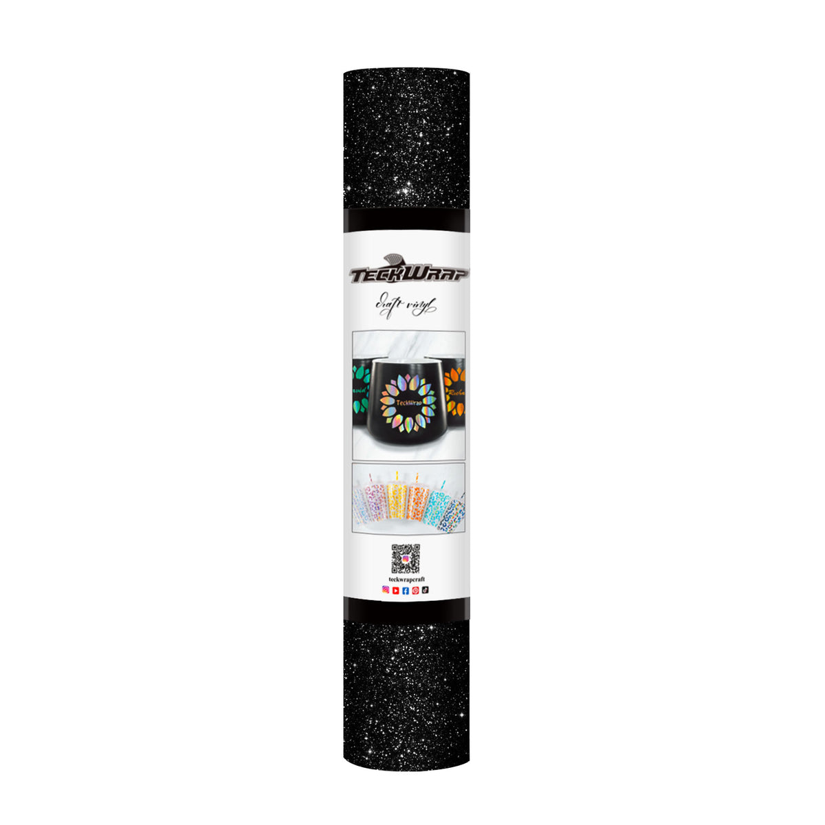 TeckWrap Glitter Adhesive Vinyl- Black | Durable & Easy-to-Cut | Perfect for Craft Projects!