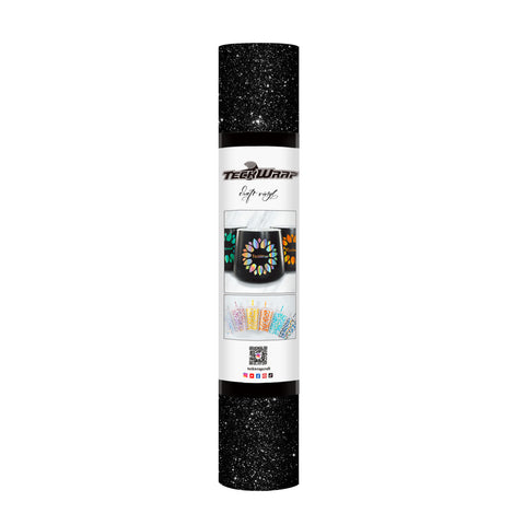 TeckWrap Glitter Adhesive Vinyl- Black | Durable & Easy-to-Cut | Perfect for Craft Projects!