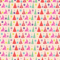 Colorful Christmas Trees, Gifts and Stars Adhesive Vinyl Pattern