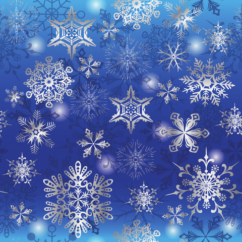 Snow Crystal Blue Snowflakes Adhesive Vinyl   - Christmas Pattern