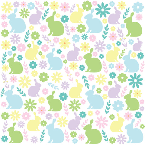 Easter Rabbits Flowers Adhesive Vinyl