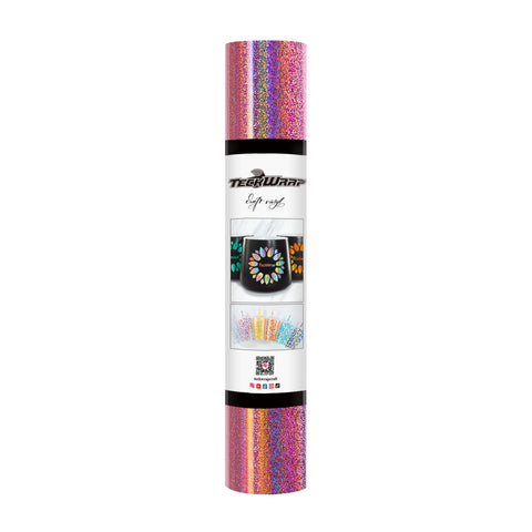 TeckWrap Holographic Sparkle Adhesive Vinyl - Glitter Mermaid Pink | Captivating Auroras for Your Crafts!