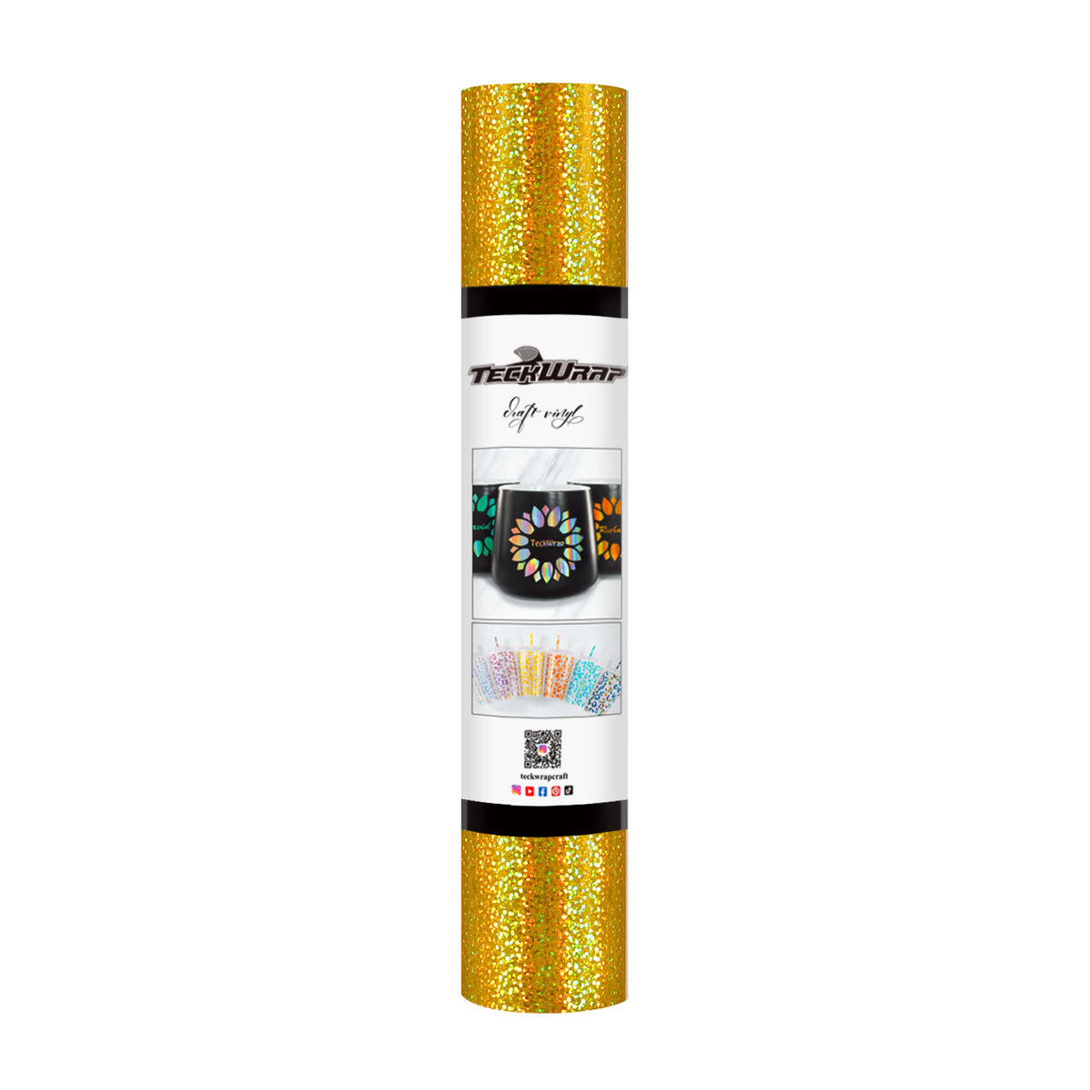 TeckWrap Holographic Sparkle Adhesive Vinyl - Gold | Captivating Auroras for Your Crafts!