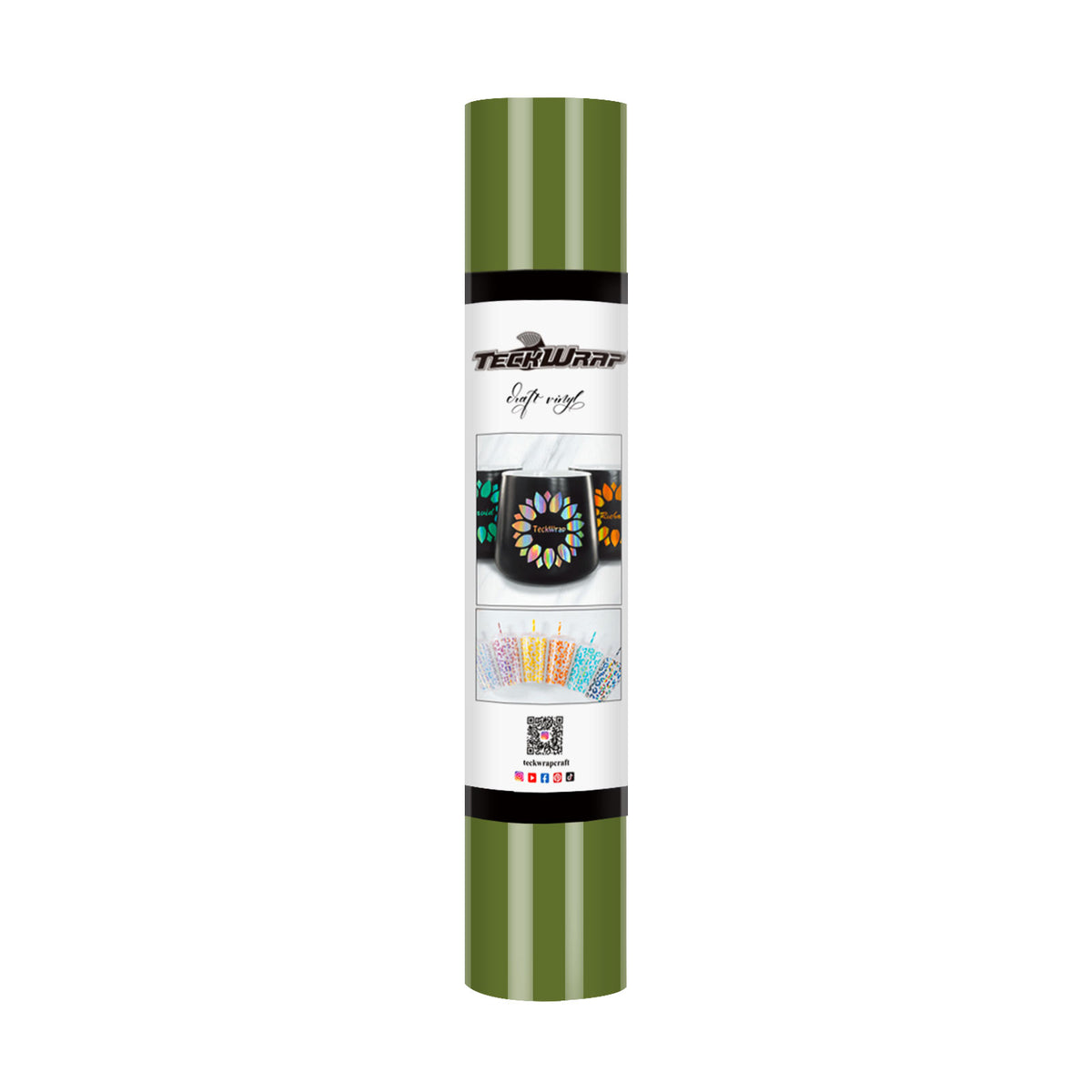 TeckWrap Glossy Adhesive Vinyl - Olive | Ideal for Art Projects, Decals, and More!