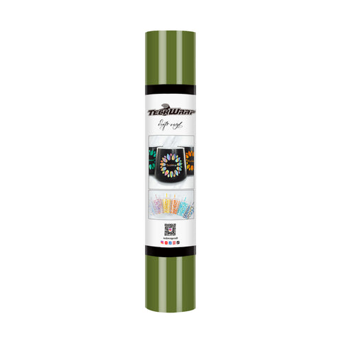 TeckWrap Glossy Adhesive Vinyl - Olive | Ideal for Art Projects, Decals, and More!