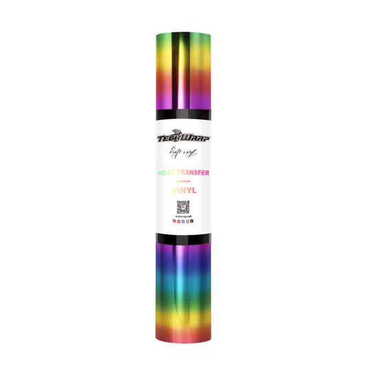 Teckwrap Metallic Chrome HTV- Rainbow Stripes | Durable, Easy-to-Use, and Multi-Purpose!