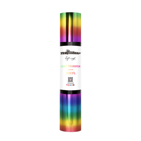 Teckwrap Metallic Chrome HTV- Rainbow Stripes | Durable, Easy-to-Use, and Multi-Purpose!