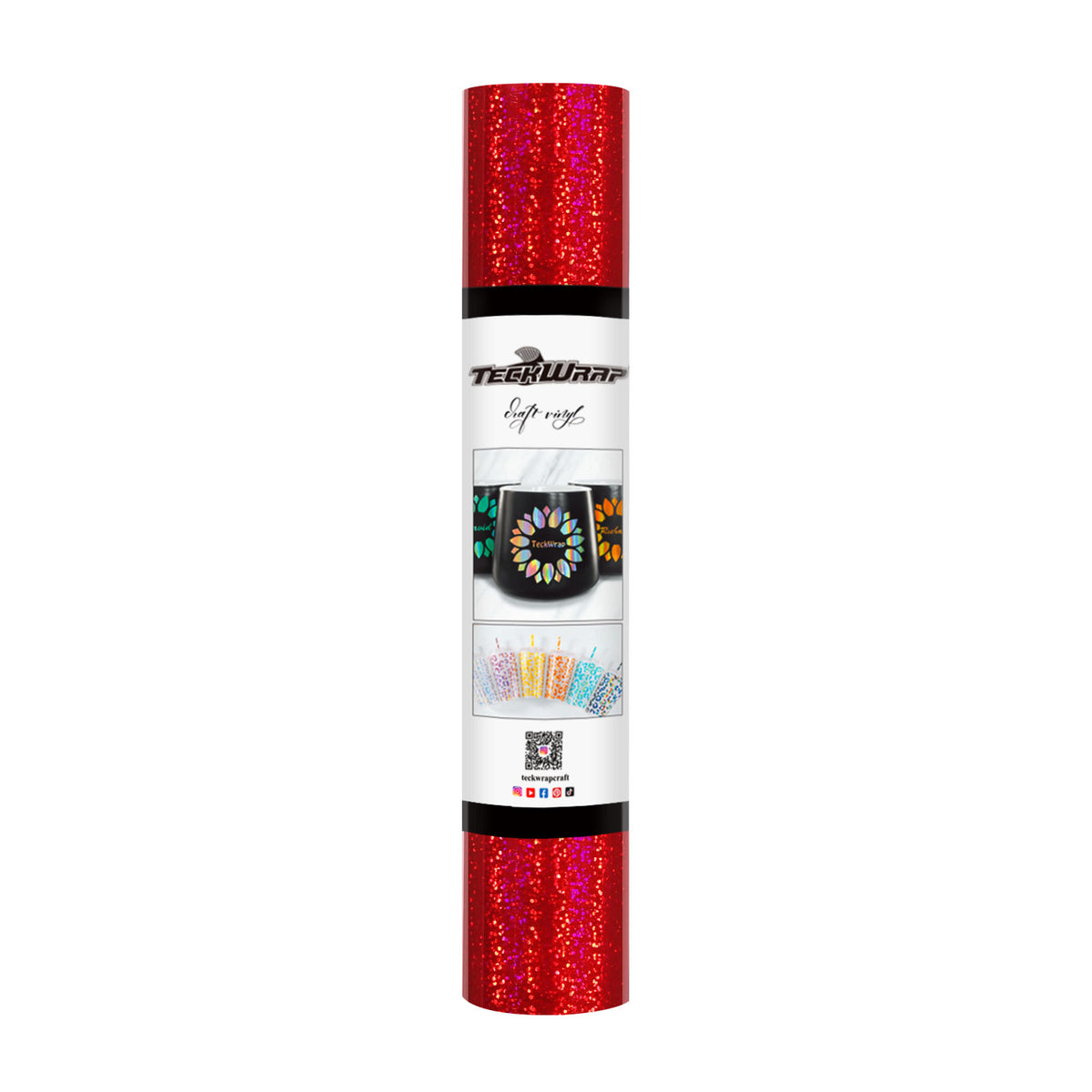 TeckWrap Holographic Sparkle Adhesive Vinyl - Red | Captivating Auroras for Your Crafts!