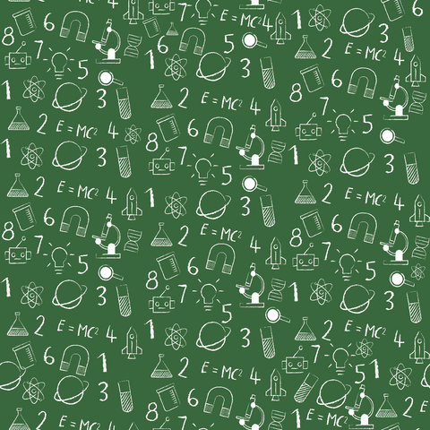 Back to School - Science Pattern in Green Background Prints Adhesive Vinyl