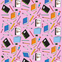 Craft HTV  Back to School - School Supplies in Pink Background  Pattern