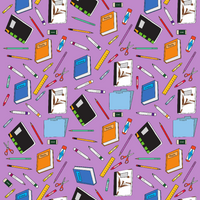 Back to School - School Supplies in Purple Background Prints Adhesive Vinyl