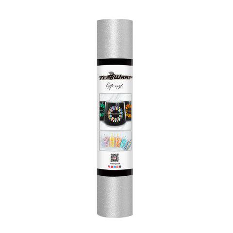 TeckWrap Glitter Adhesive Vinyl- Silver | Durable & Easy-to-Cut | Perfect for Craft Projects!