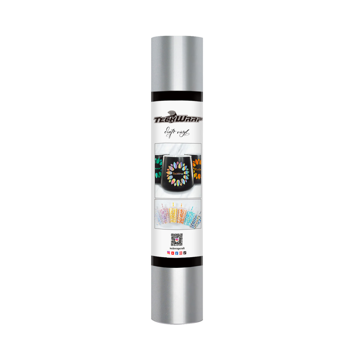 TeckWrap New Glossy Adhesive Vinyl - Silver |  Easy-to-Peel & Strong Adhesive