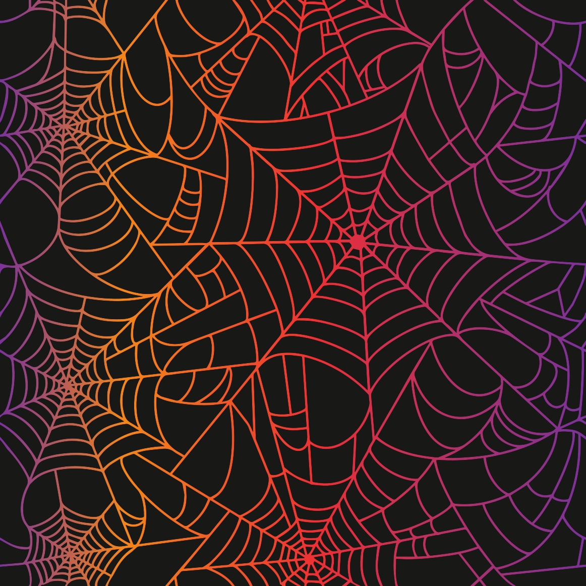 Craft HTV Halloween Rainbow Spider Web on Black Background Pattern