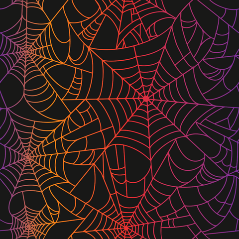 Halloween Rainbow Spider Web on Black Background Prints Adhesive Vinyl