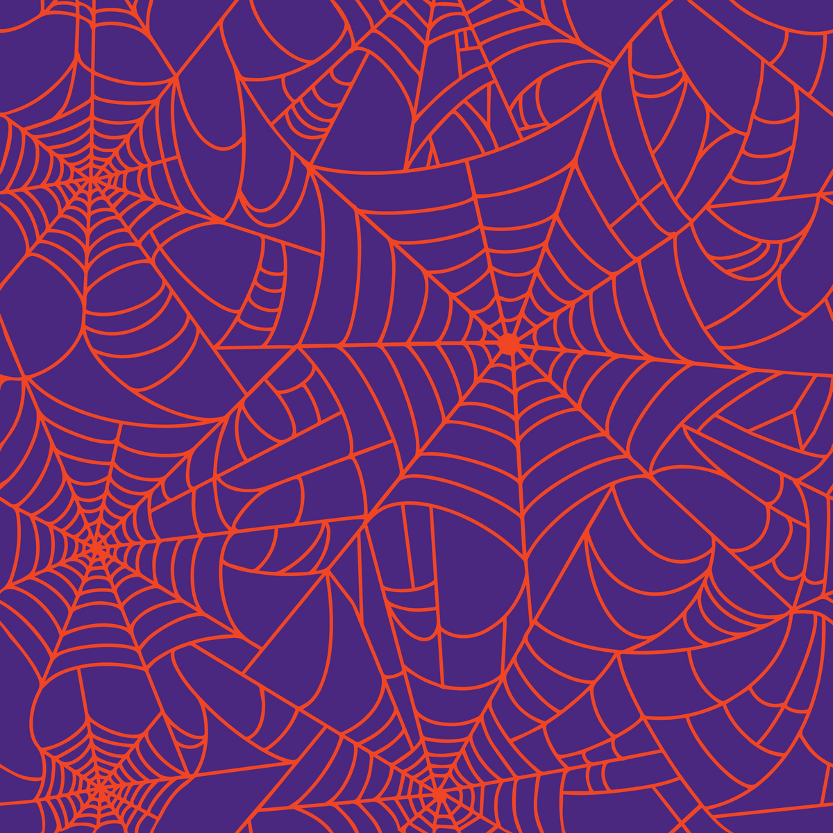 Craft HTV Halloween Orange Spider Web on Purple Background Pattern