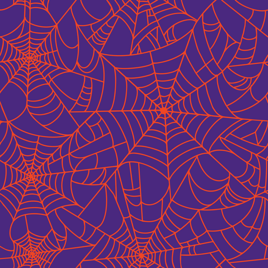 Halloween Orange Spider Web on Purple Background Prints Adhesive Vinyl