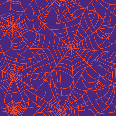 Halloween Orange Spider Web on Purple Background Prints Adhesive Vinyl